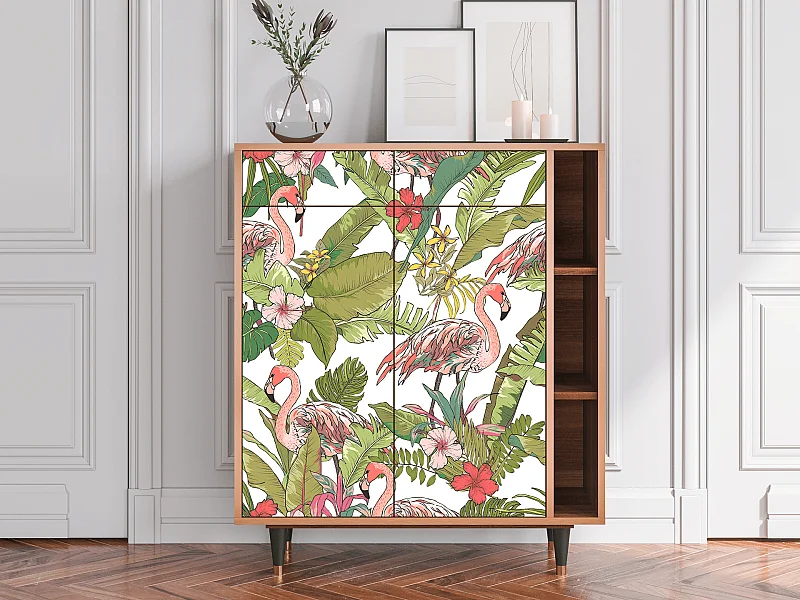 Kredens - 96х110х41 cm - BS6 - Sweet Flamingo, Orzech