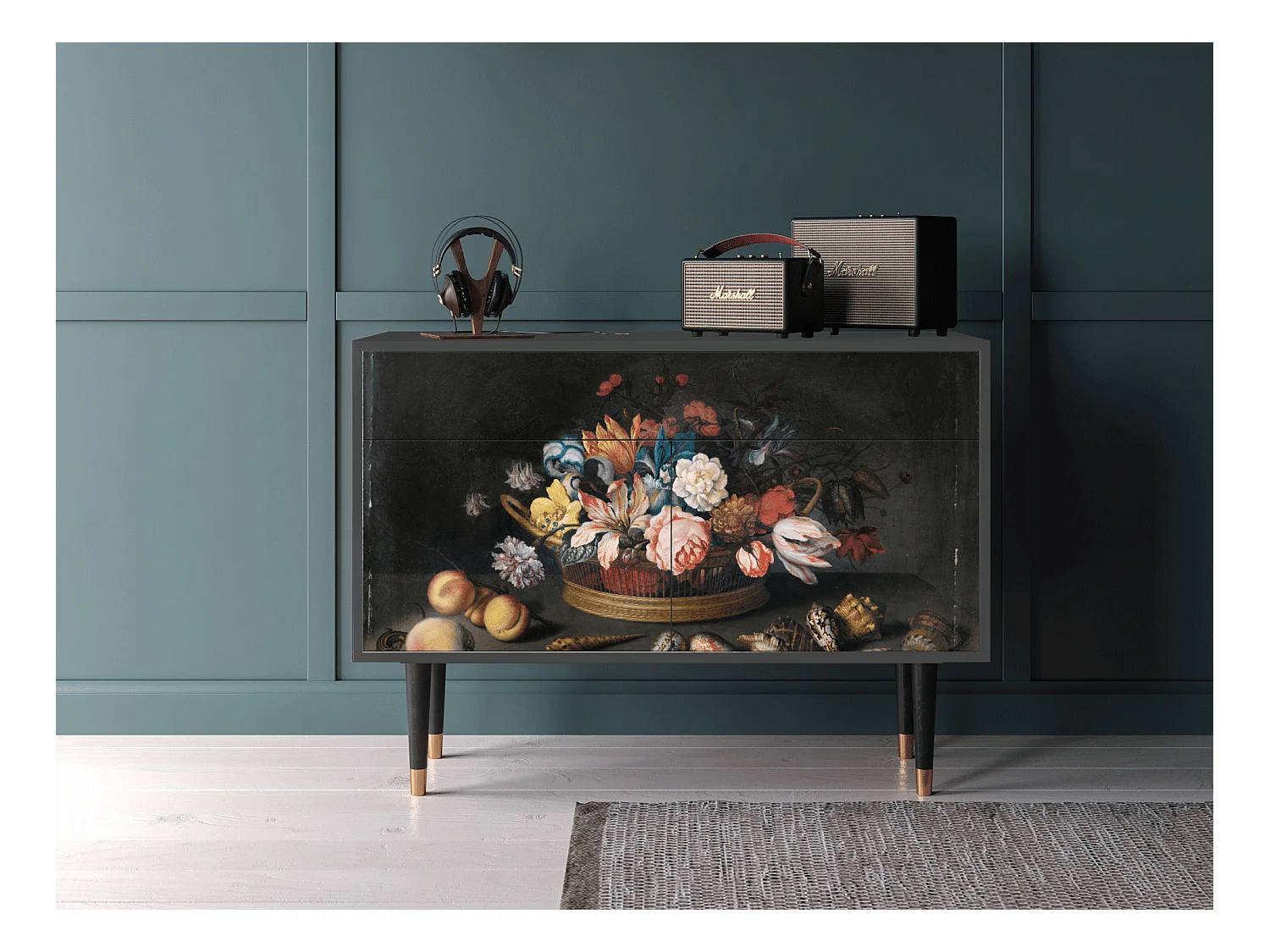 Buffet - 115x85x48 cm - BS4 - Still Life with Flowers, Anthracite