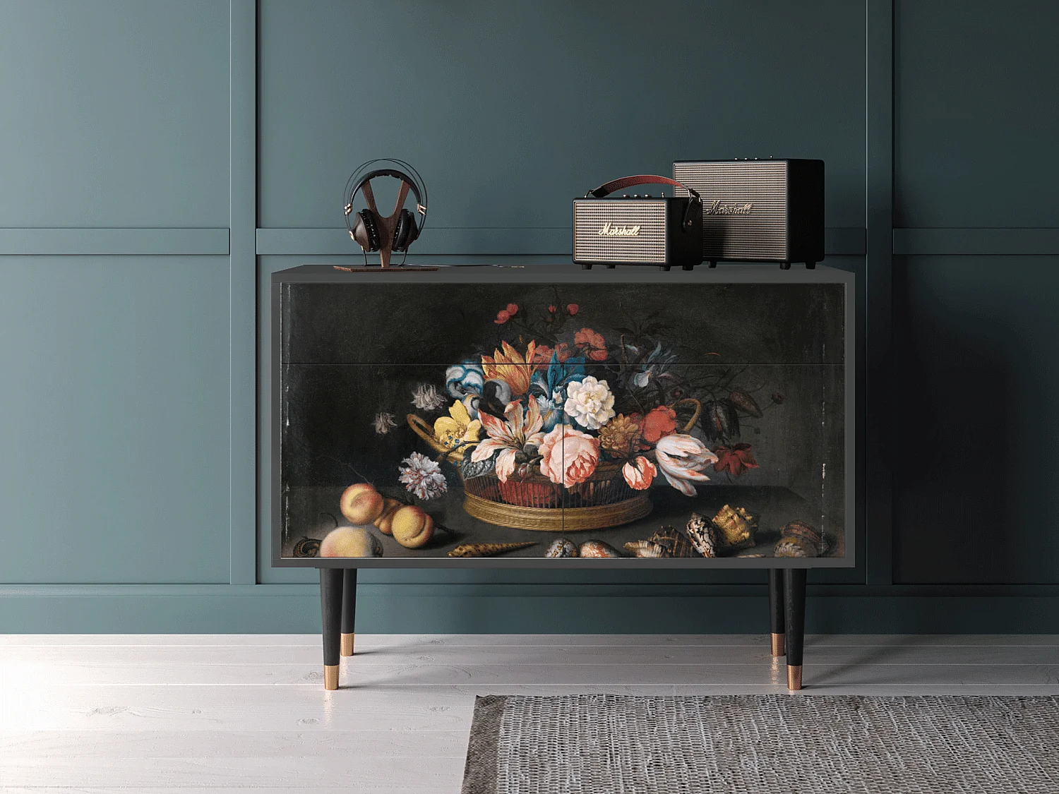 Buffet - 115x85x48 cm - BS4 - Still Life with Flowers, Anthracite