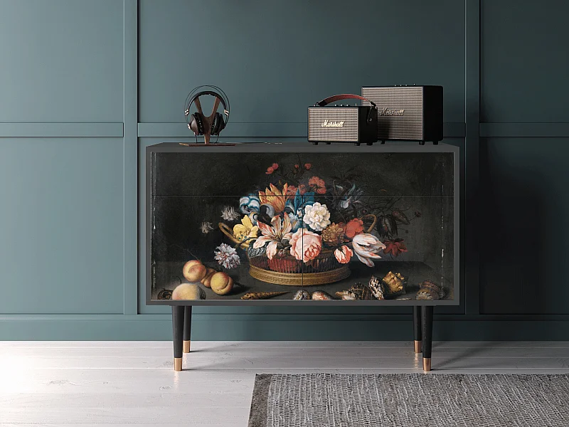 Sideboard - 115x85x48 cm - BS4 - Still Life with Flowers, Anthrazit