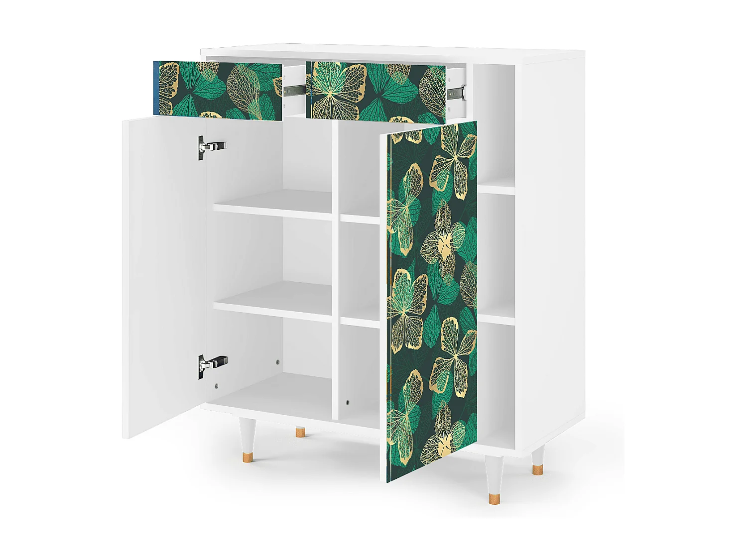 Sideboard - 96х110х41 cm - BS6 - Green Flower, Weiß