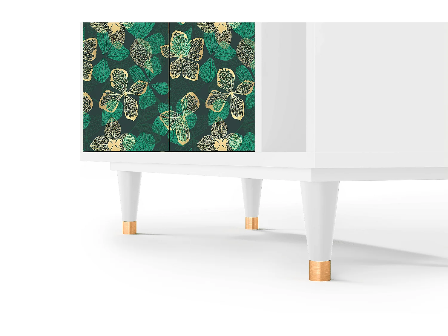 Kredens - 96х110х41 cm - BS6 - Green Flower, Biały