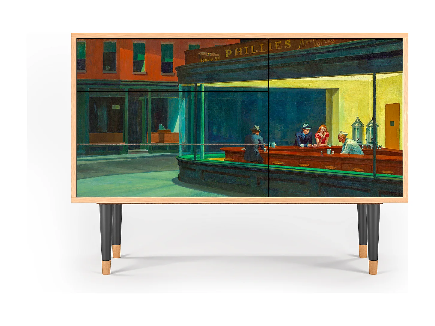 Dressoir - 115х84х41 cm - S3 - Nighthawks by Hopper, Walnoot
