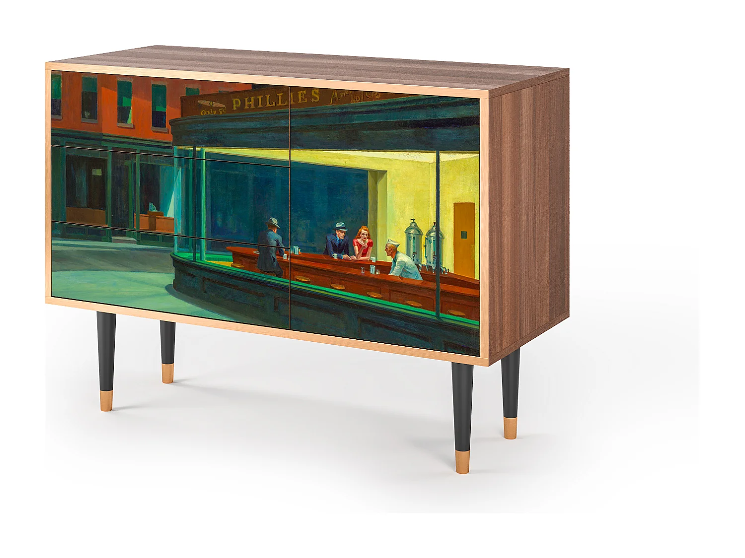 Dressoir - 115х84х41 cm - S3 - Nighthawks by Hopper, Walnoot