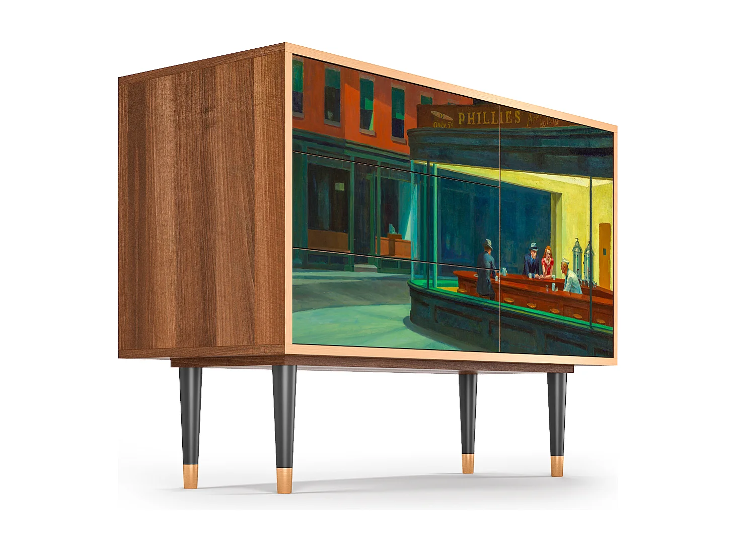 Dressoir - 115х84х41 cm - S3 - Nighthawks by Hopper, Walnoot