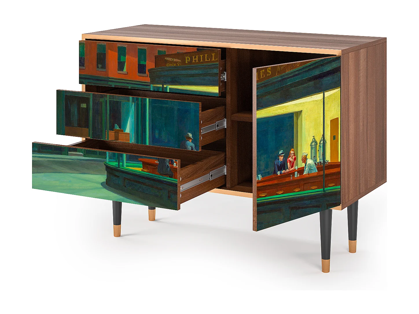 Buffet - 115х84х41 cm - S3 - Nighthawks by Hopper, Noyer