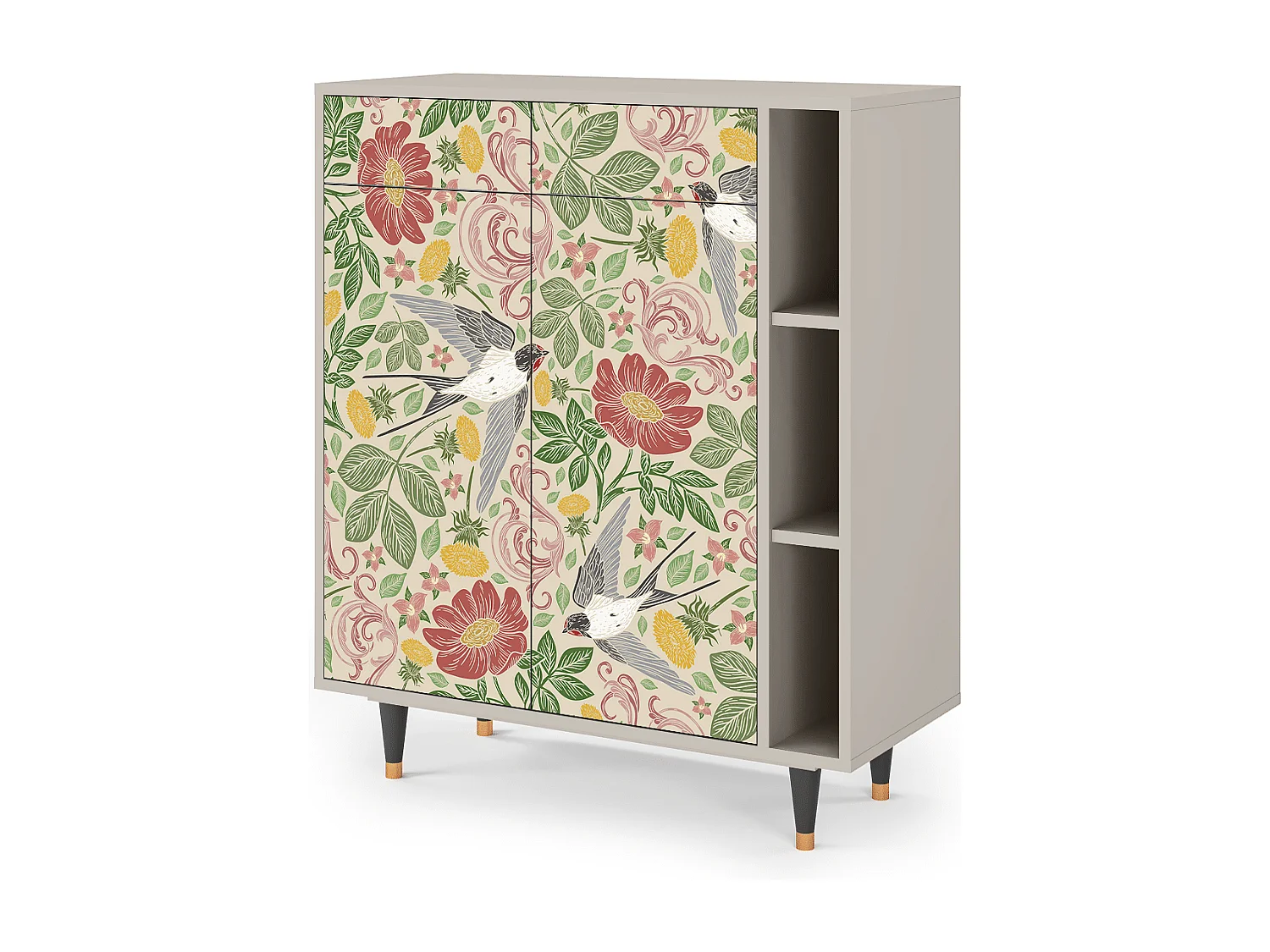 Kredens - 96х110х41 cm - BS6 - Spring Swallow, Piaskowy