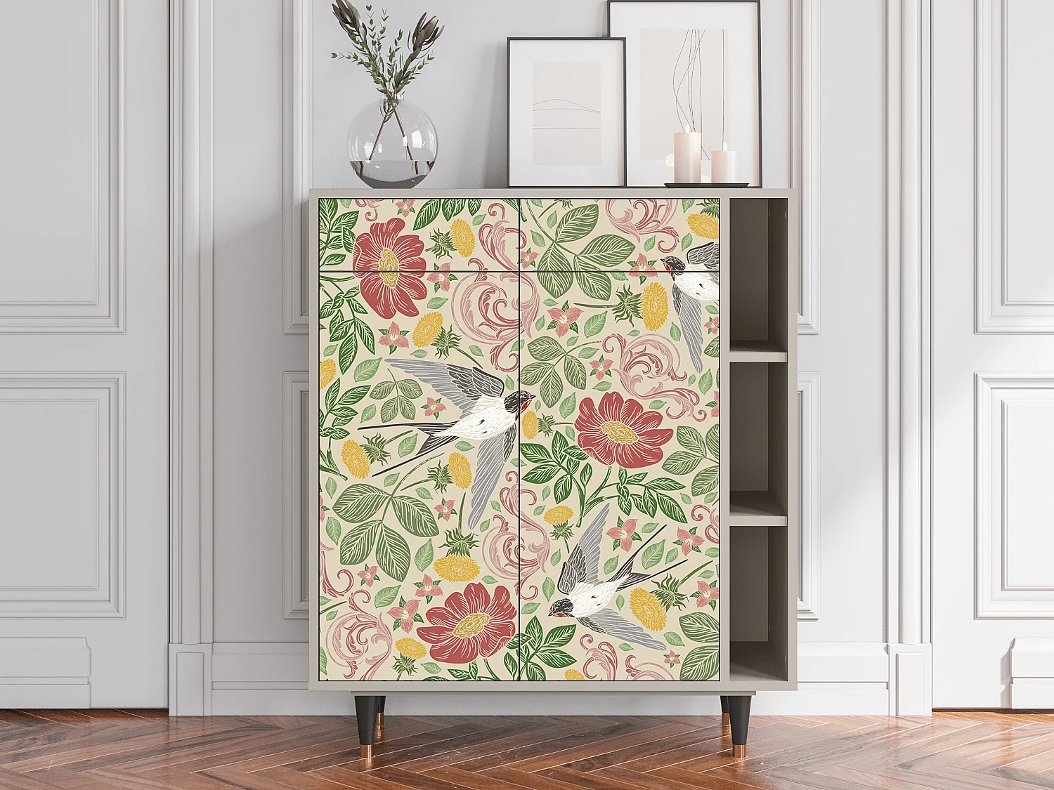 Kredens - 96х110х41 cm - BS6 - Spring Swallow, Piaskowy