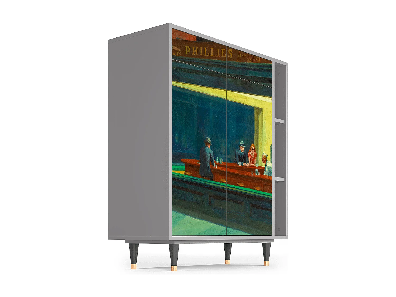 Kredens - 96х110х41 cm - BS6 - Nighthawks by Hopper, Szary