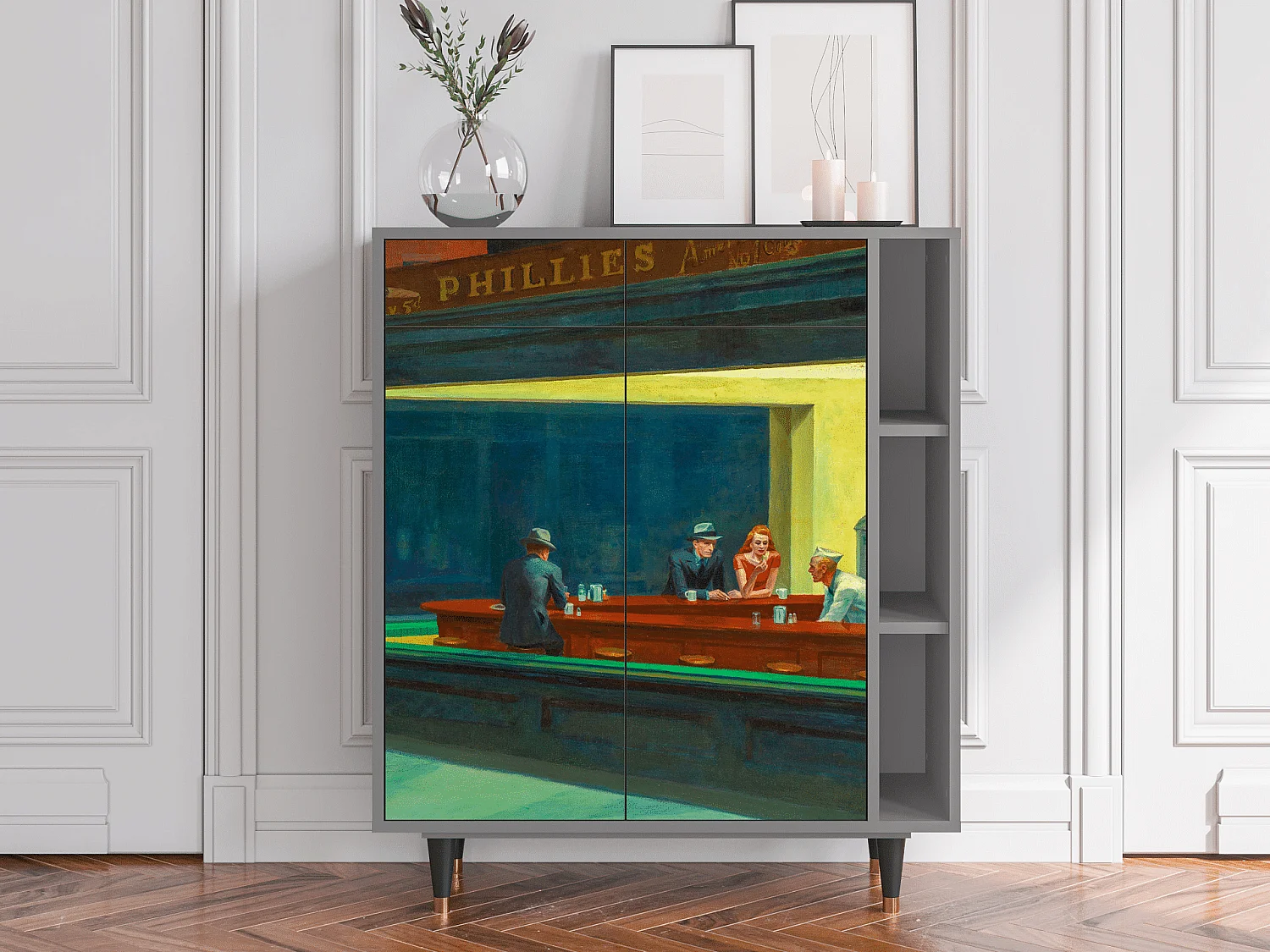 Buffet - 96х110х41 cm - BS6 - Nighthawks by Hopper, Gris