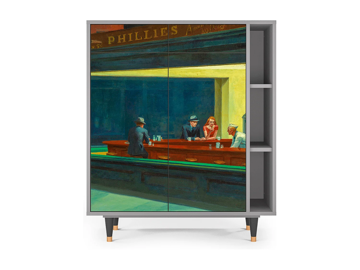 Buffet - 96х110х41 cm - BS6 - Nighthawks by Hopper, Gris