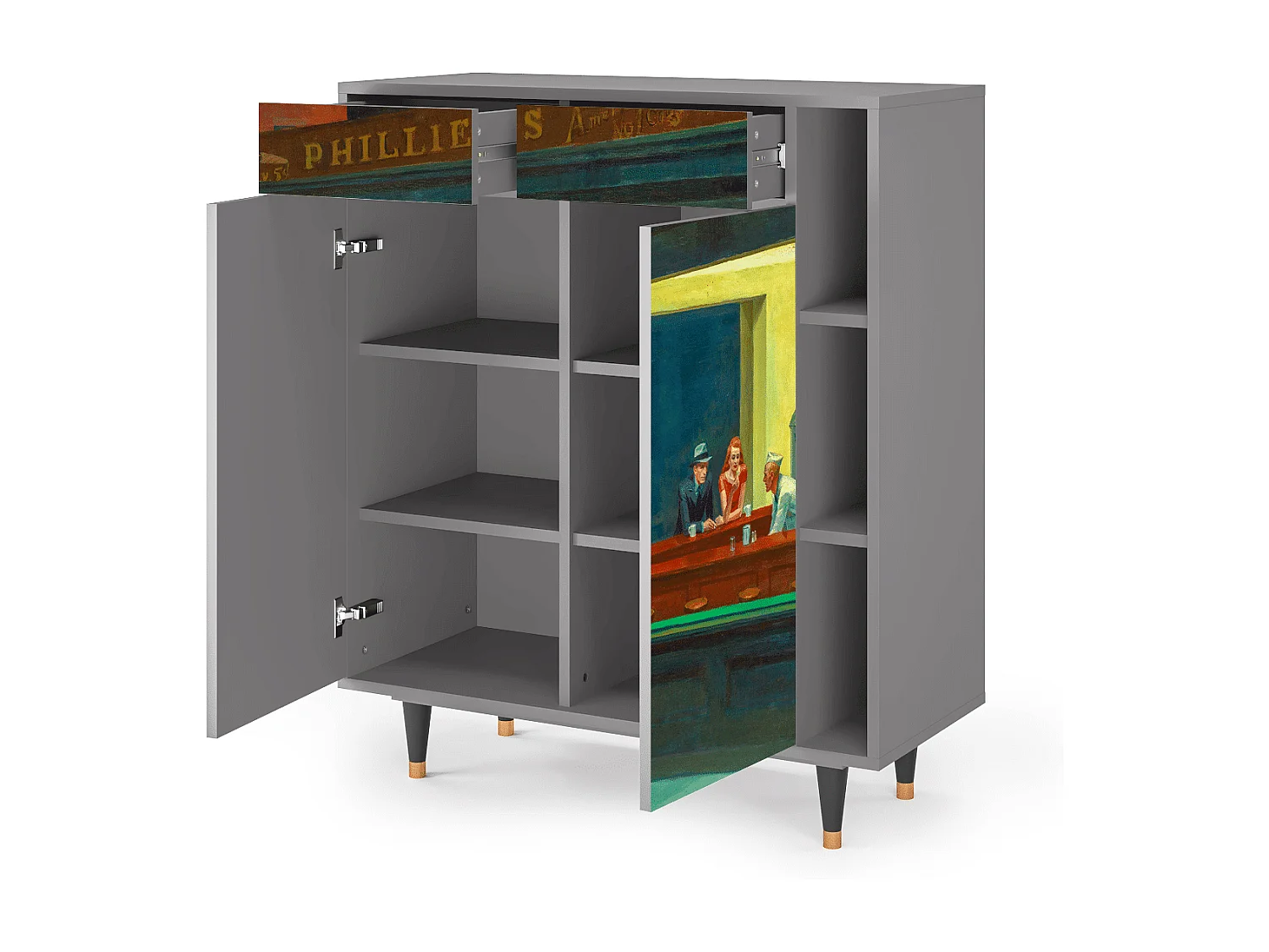 Buffet - 96х110х41 cm - BS6 - Nighthawks by Hopper, Gris