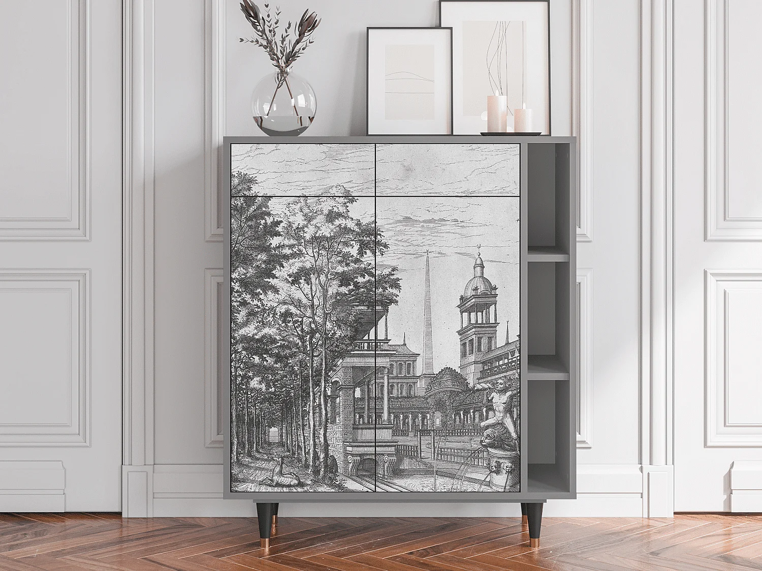 Buffet - 96х110х41 cm - BS6 - View of the Piazza, Gris