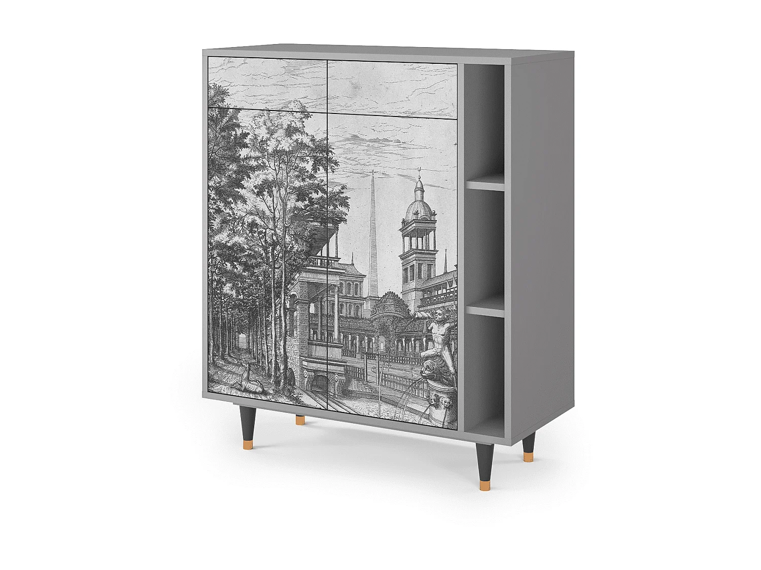 Buffet - 96х110х41 cm - BS6 - View of the Piazza, Gris