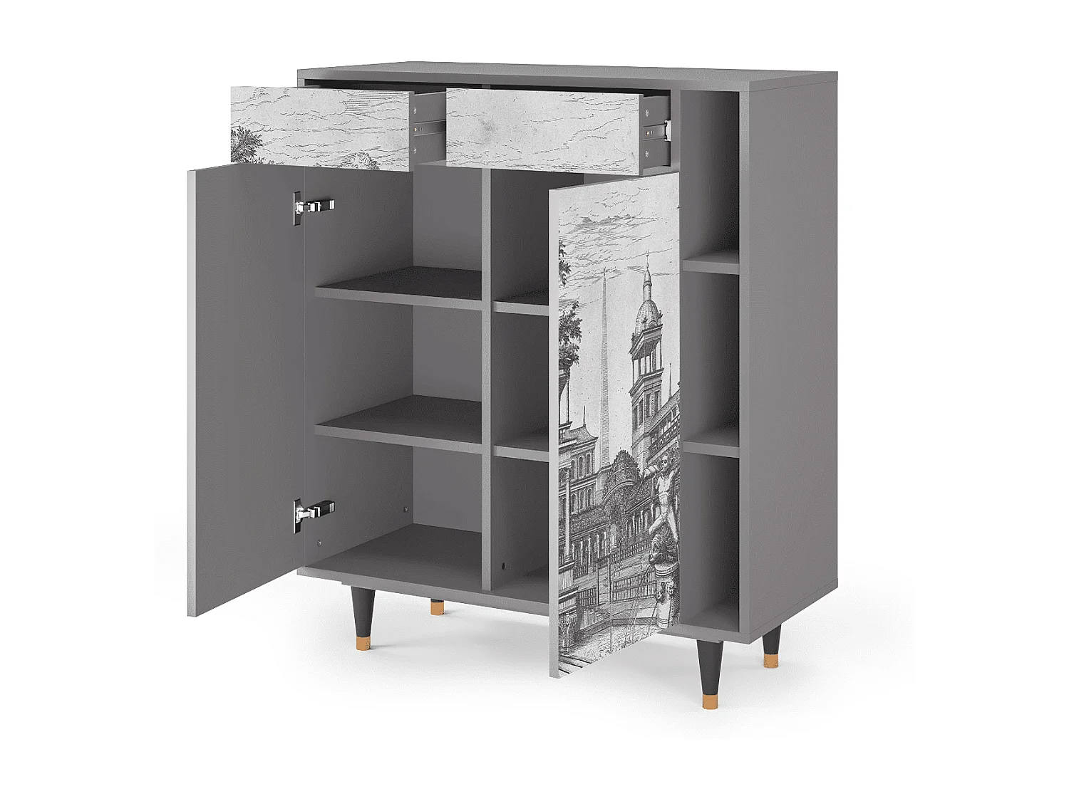 Buffet - 96х110х41 cm - BS6 - View of the Piazza, Gris