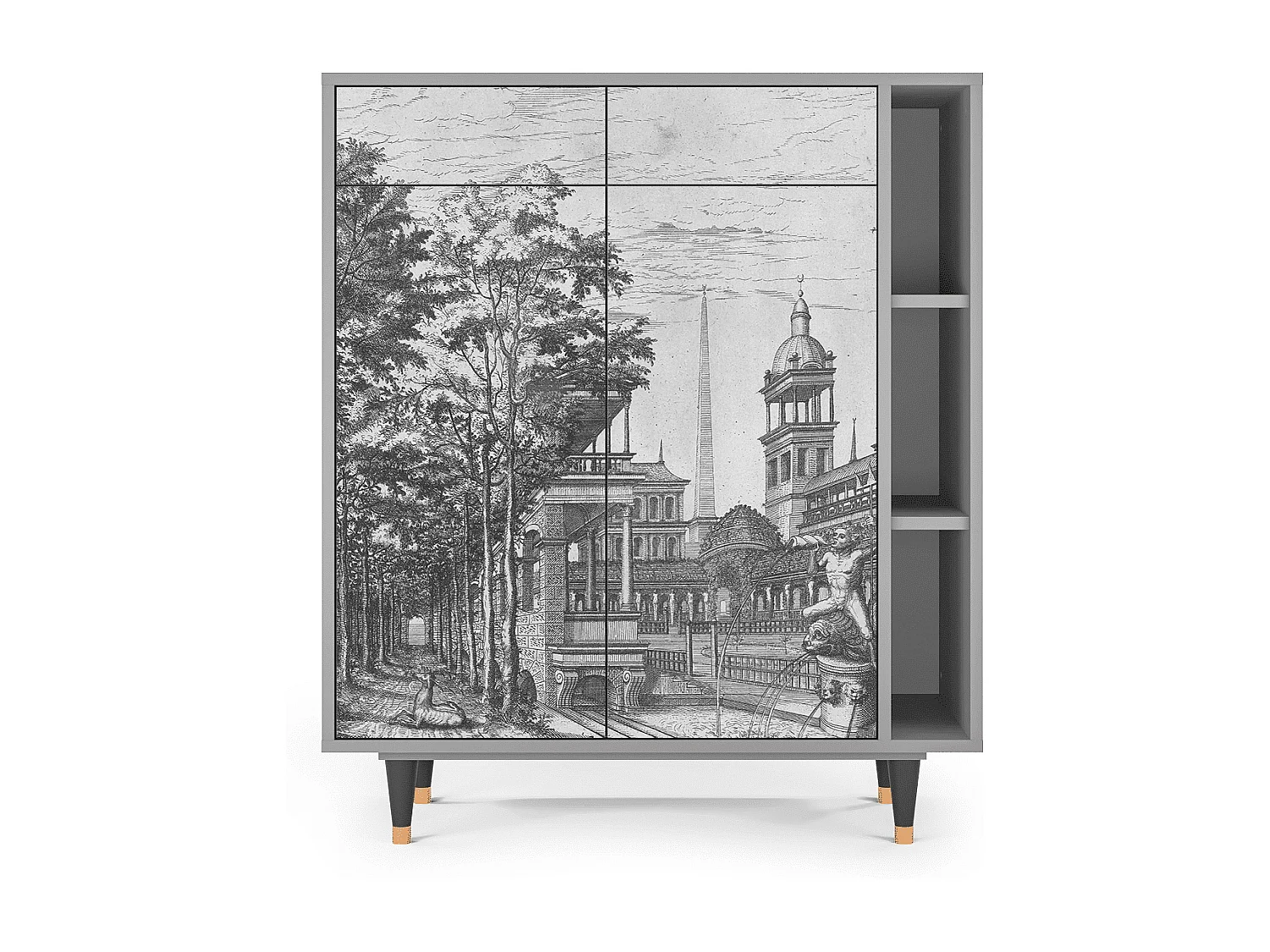 Credenza - 96х110х41 cm - BS6 - View of the Piazza, Grigio