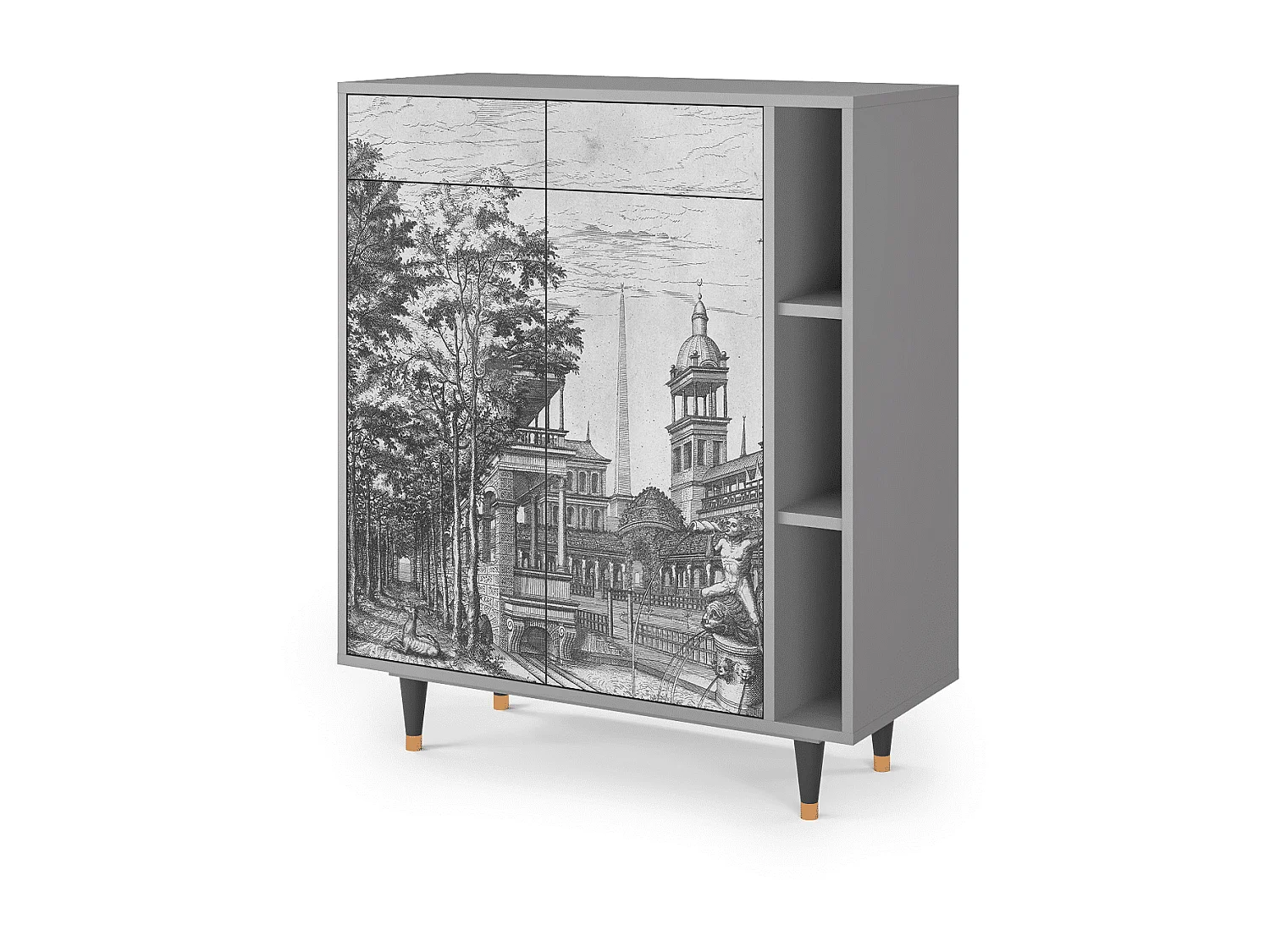 Credenza - 96х110х41 cm - BS6 - View of the Piazza, Grigio