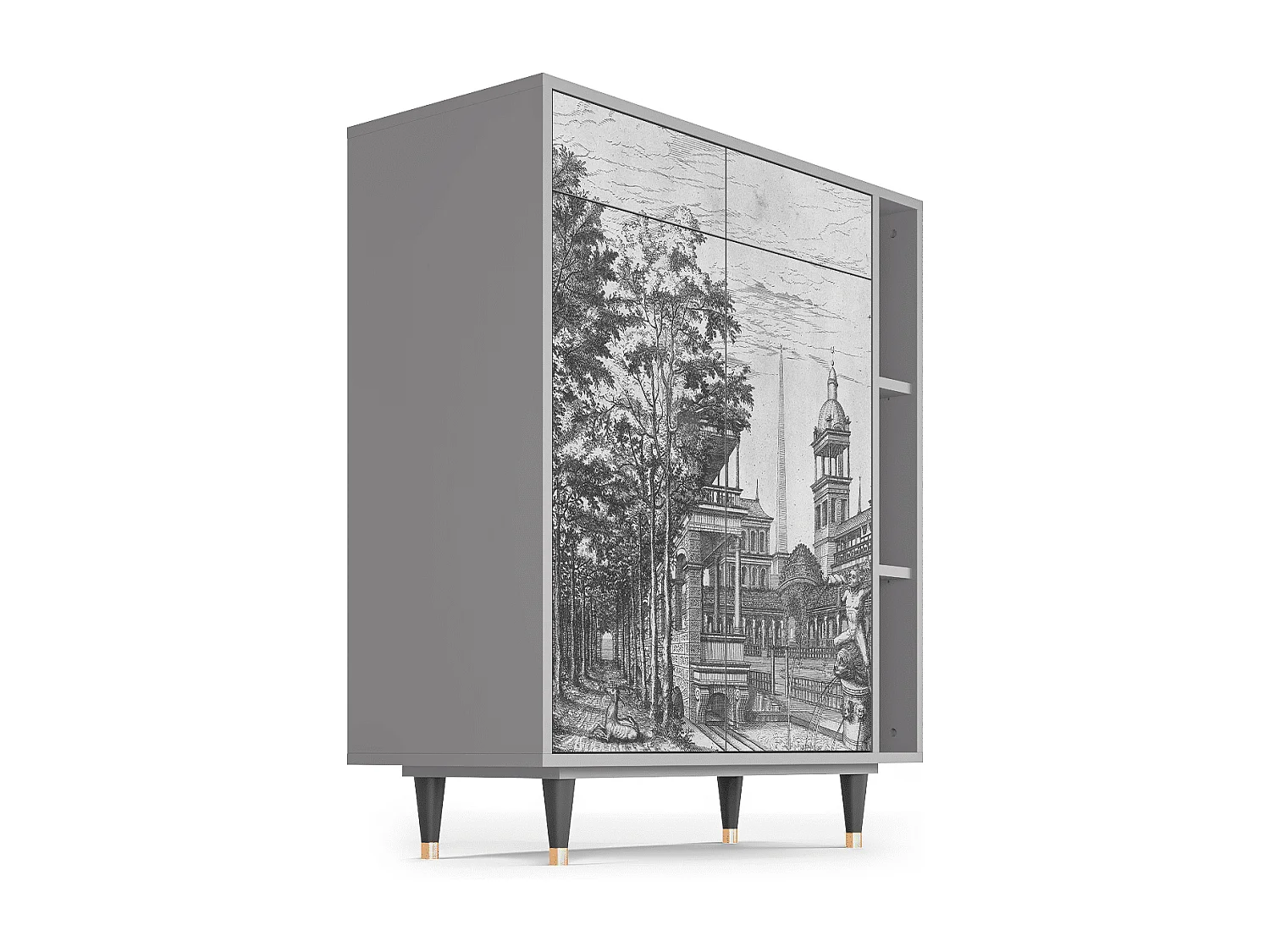 Credenza - 96х110х41 cm - BS6 - View of the Piazza, Grigio