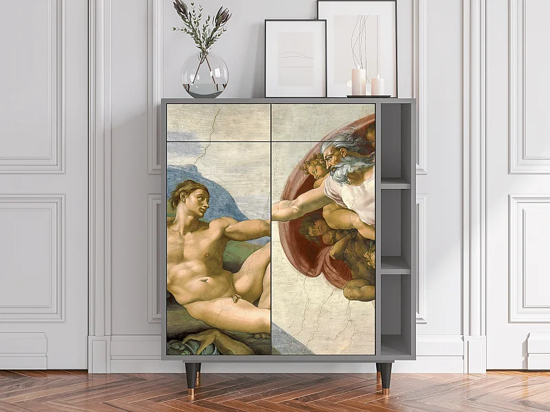 Kredens - 96х110х41 cm - BS6 - The Creation of Adam, Szary