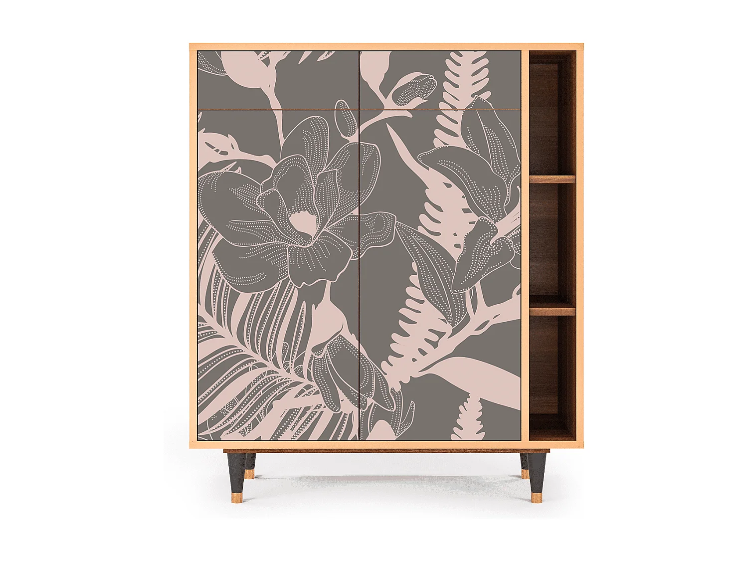 Kredens - 96х110х41 cm - BS6 - Issabelline Flower, Orzech