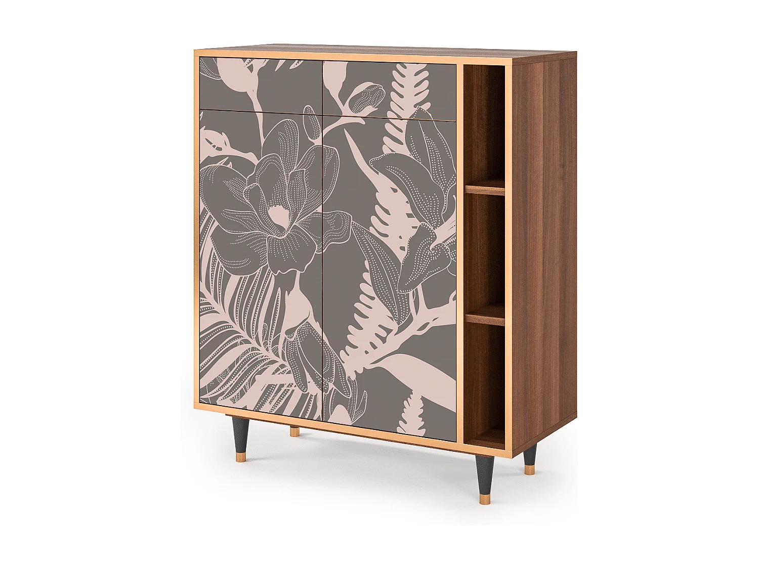 Kredens - 96х110х41 cm - BS6 - Issabelline Flower, Orzech