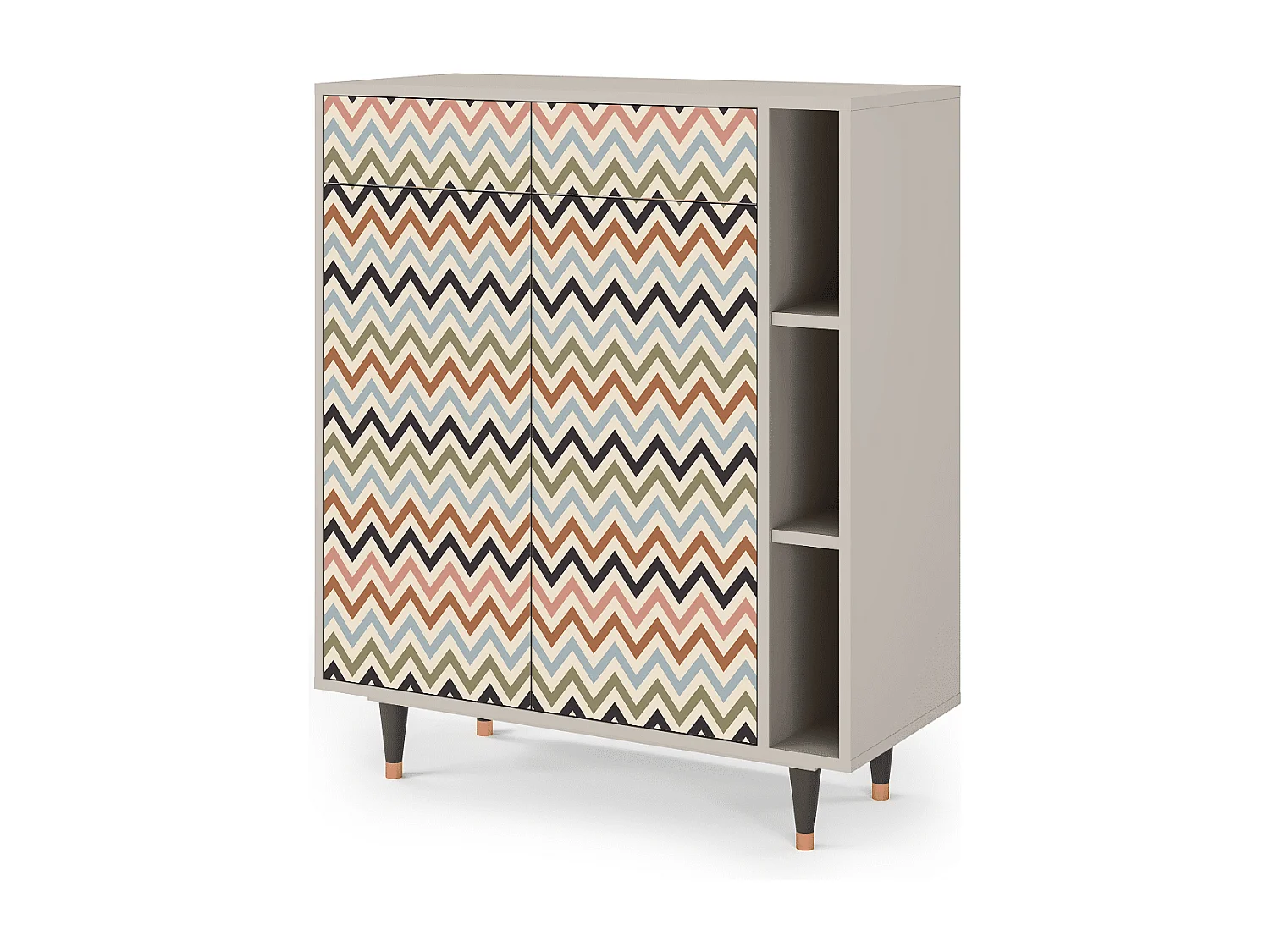 Kredens - 96х110х41 cm - BS6 - Bright Ripple, Piaskowy