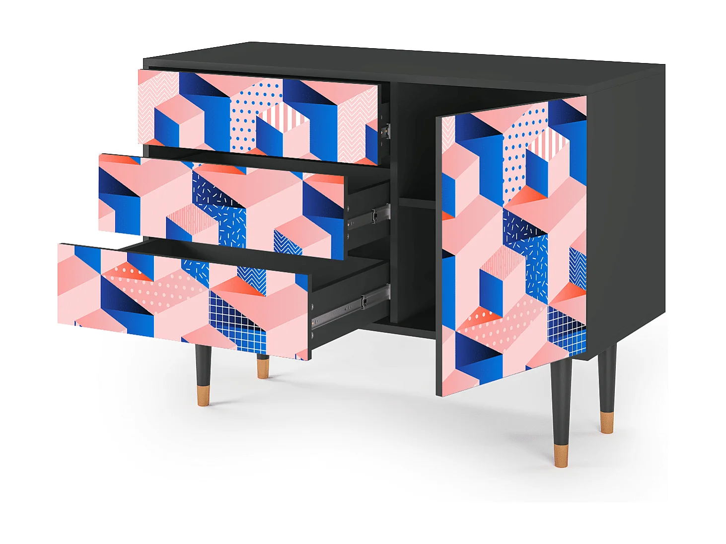 Buffet - 115х84х41 cm - S3 - Pinky Squares, Anthracite