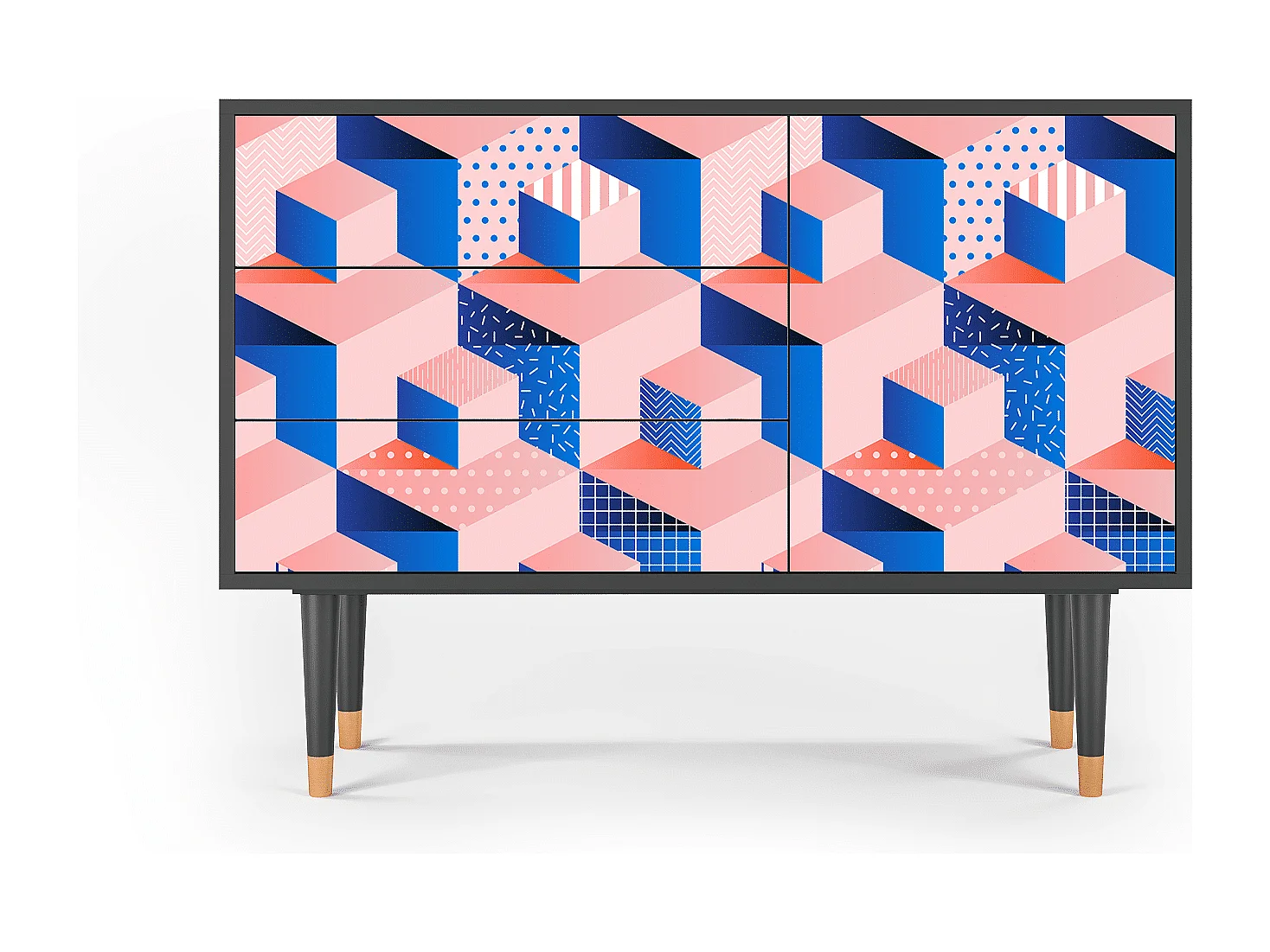 Aparador - 115х84х41 cm - S3 - Pinky Squares, Antracite