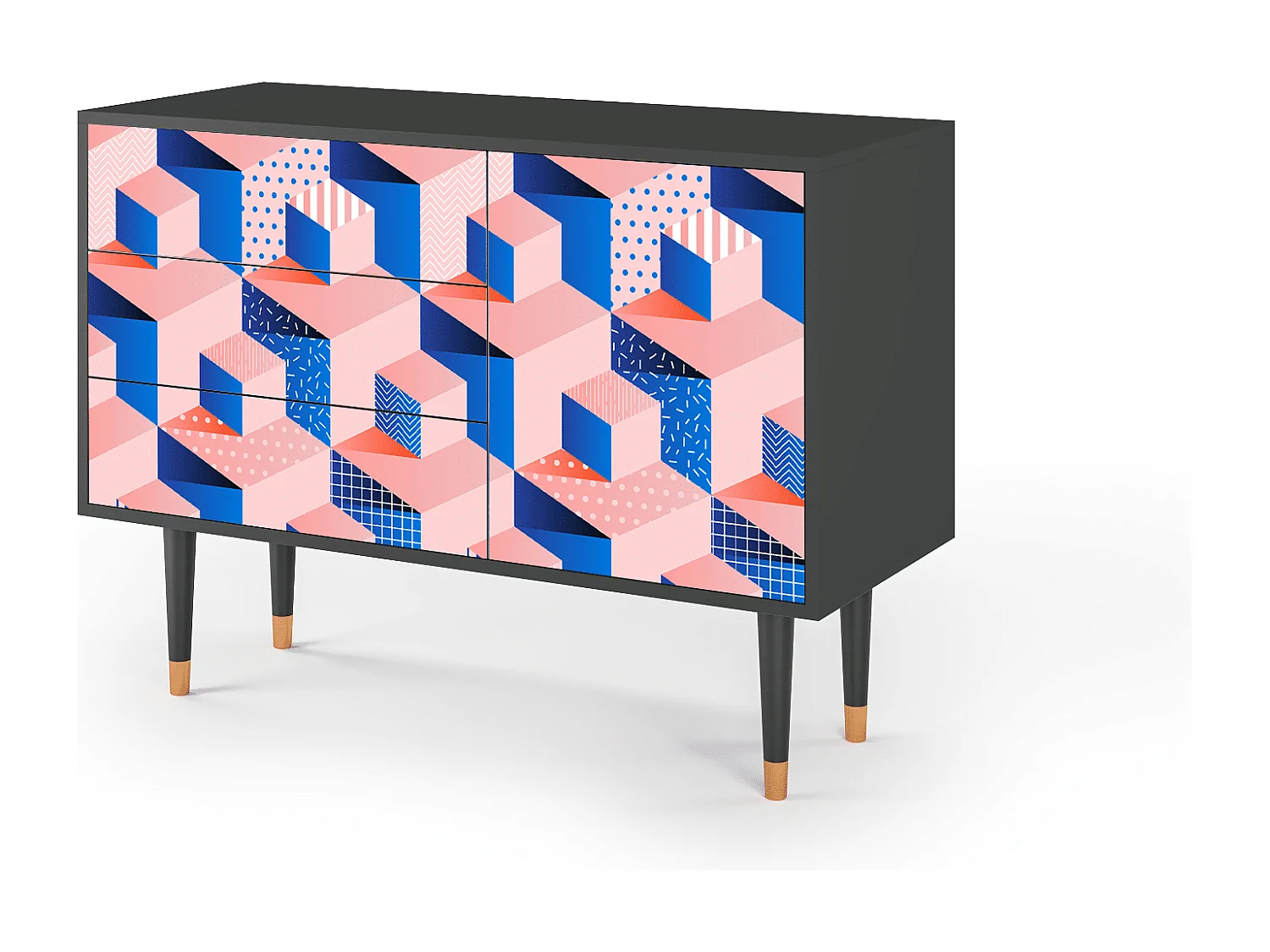 Aparador - 115х84х41 cm - S3 - Pinky Squares, Antracite