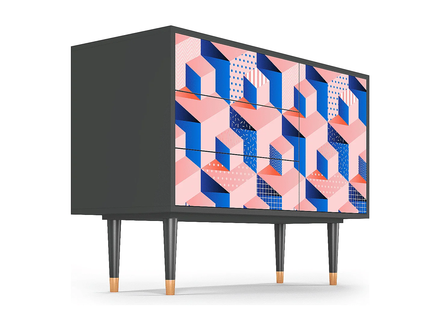 Aparador - 115х84х41 cm - S3 - Pinky Squares, Antracite