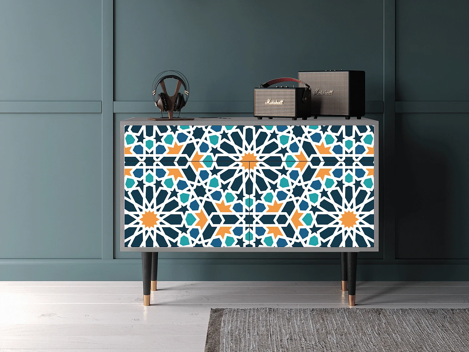 Kredens - 115x85x48 cm - BS4 - Kaleidoscope, Szary