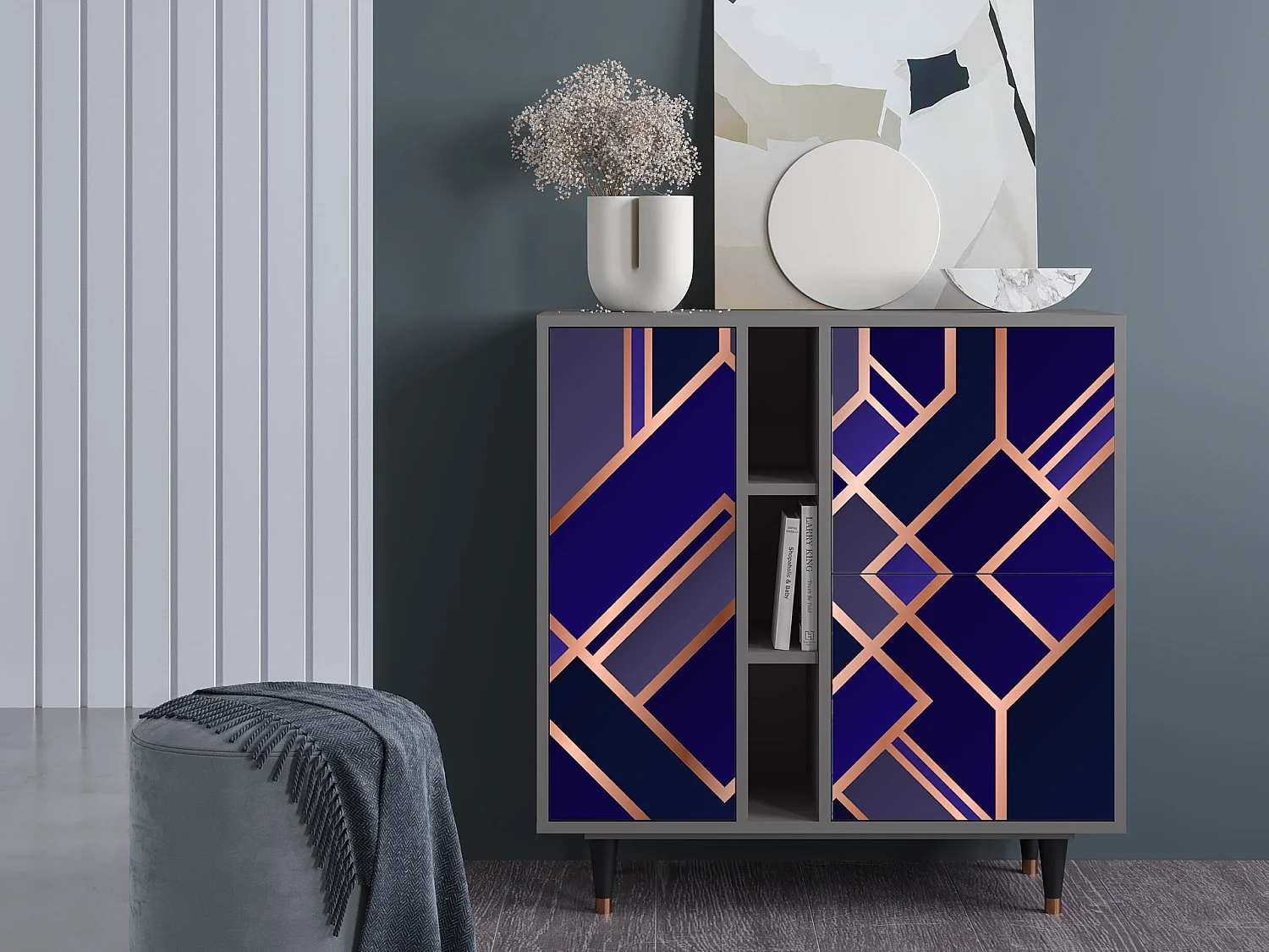 Credenza - 94х96х41 cm - BS5 - Aquamarine Getsby, Grigio