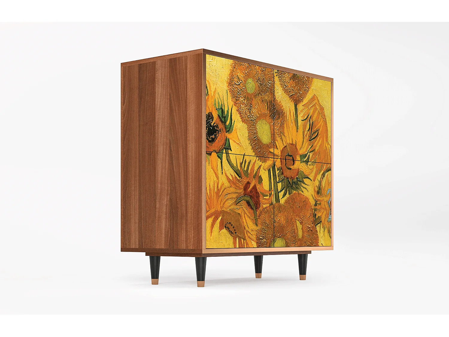 Sideboard - 94x96x48 cm - BS3 - Sunflowers, Walnuss