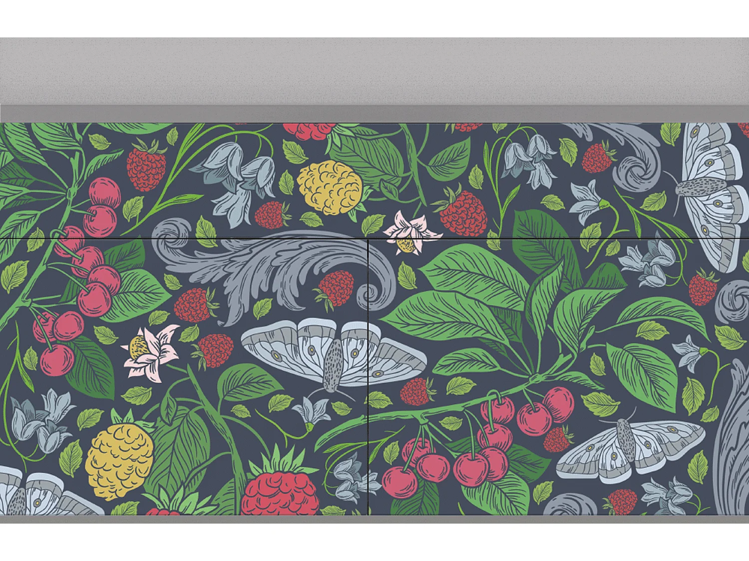 Kredens - 115x85x48 cm - BS4 - Summer Berries, Szary