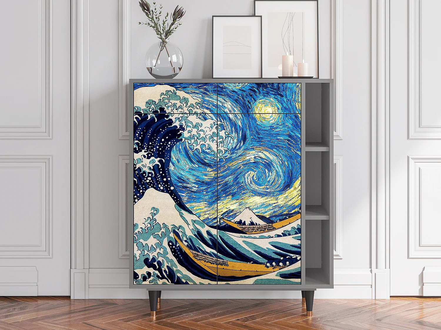 Kredens - 96х110х41 cm - BS6 - Great Wave, Szary