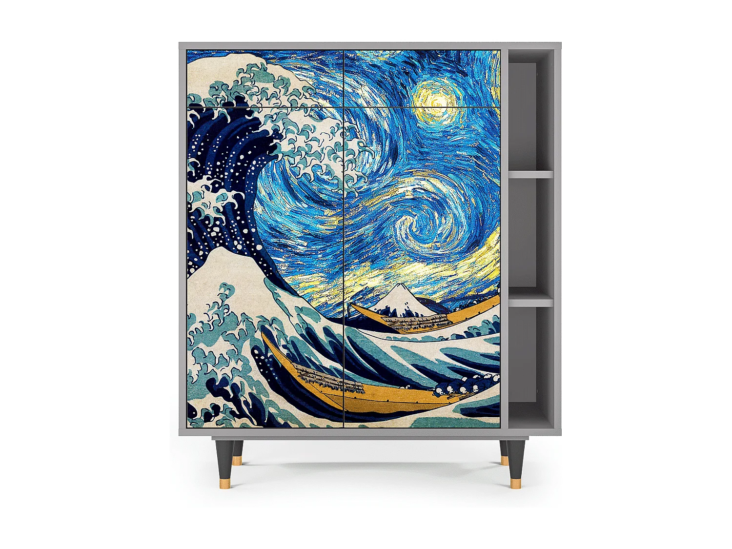 Kredens - 96х110х41 cm - BS6 - Great Wave, Szary