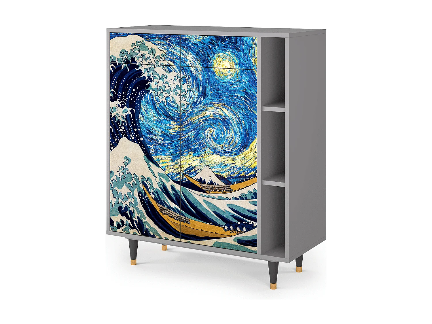 Kredens - 96х110х41 cm - BS6 - Great Wave, Szary