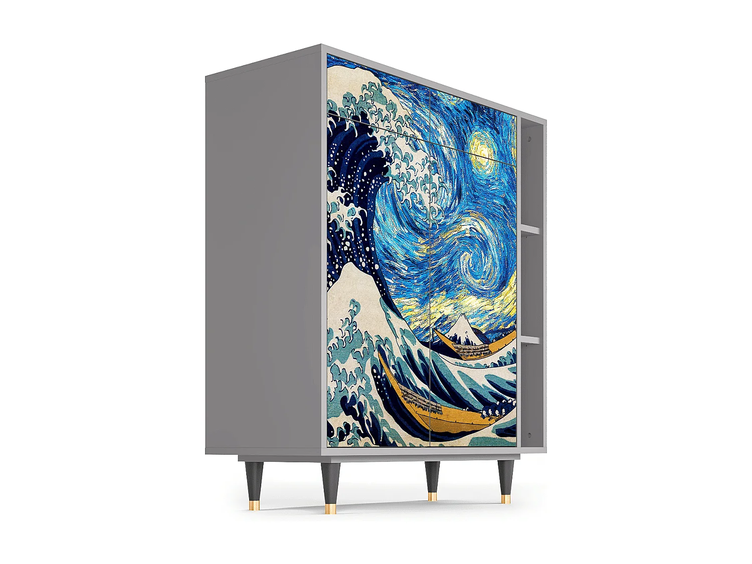 Kredens - 96х110х41 cm - BS6 - Great Wave, Szary