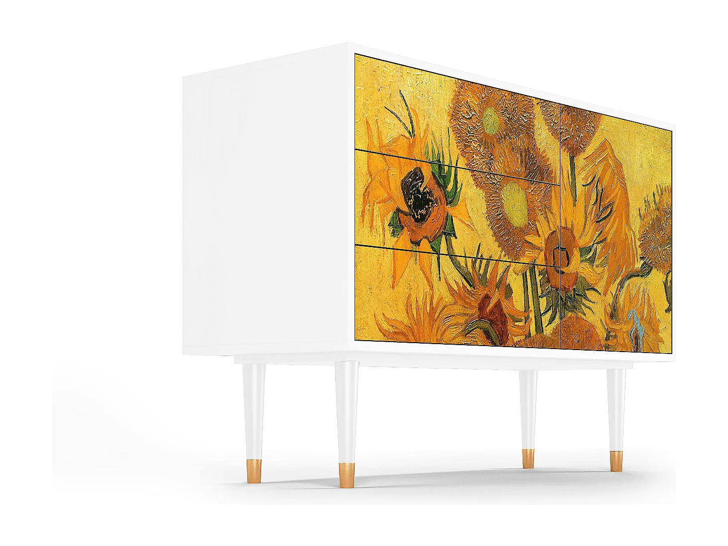 Kredens - 115х84х41 cm - S3 - Sunflowers, Biały