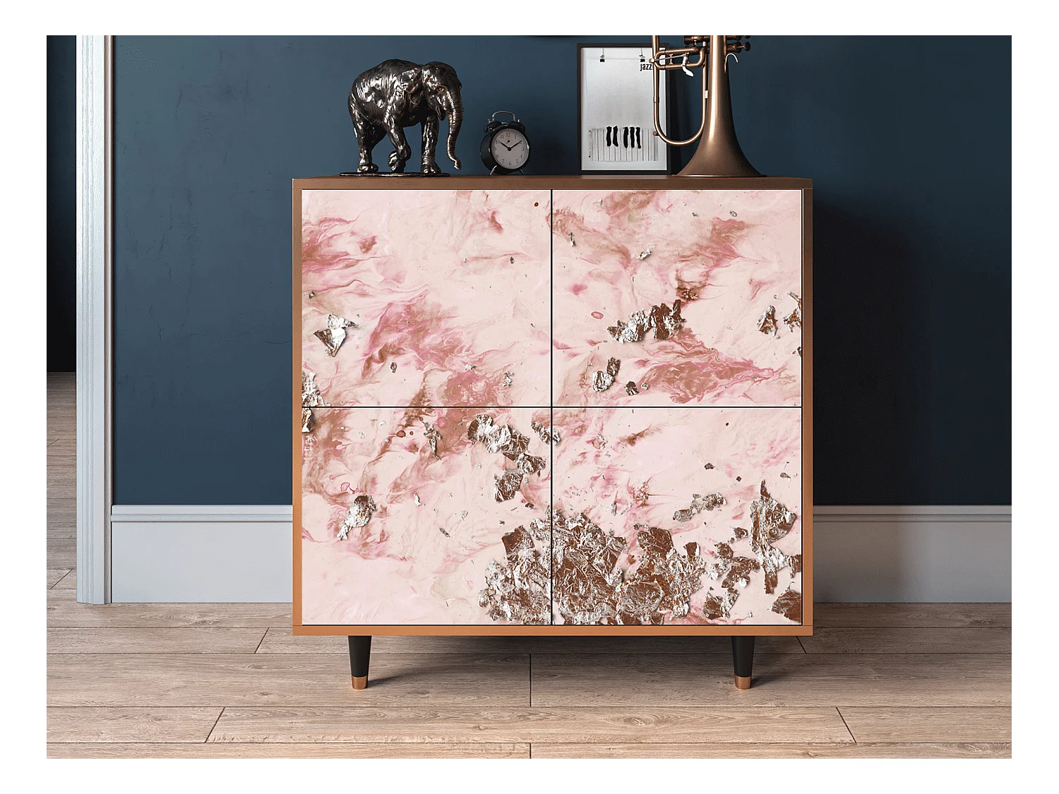 Kredens - 94x96x48 cm - BS3 - Cotton Candy, Orzech