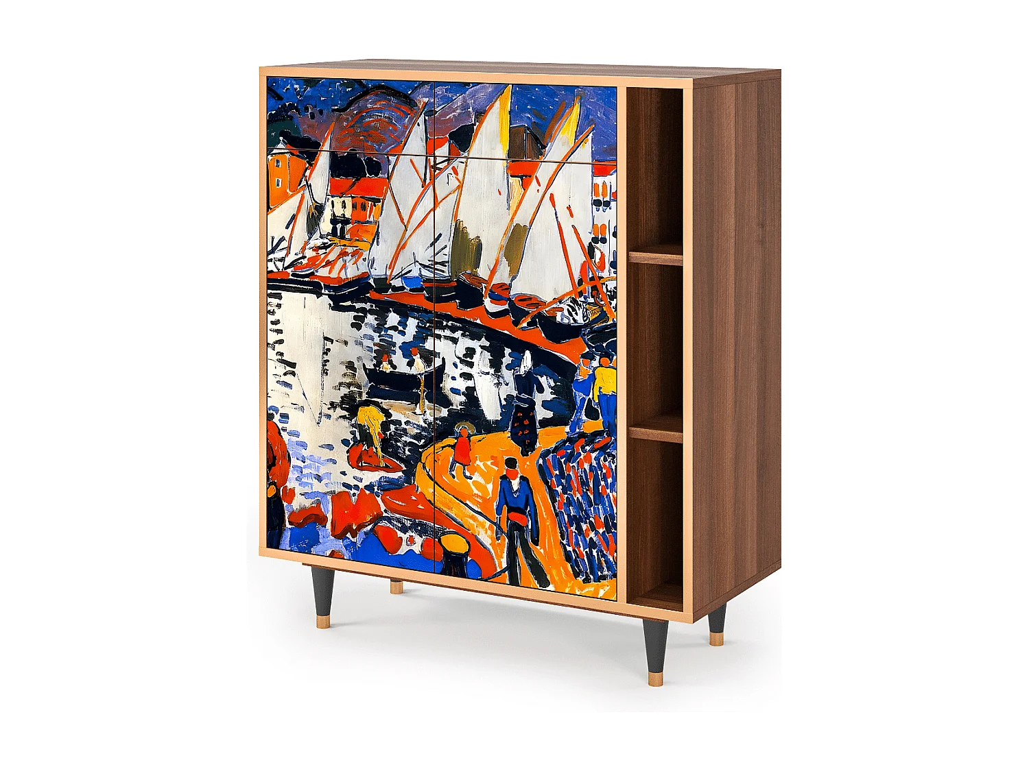 Kredens - 96х110х41 cm - BS6 - Le Séchage des voiles , Orzech