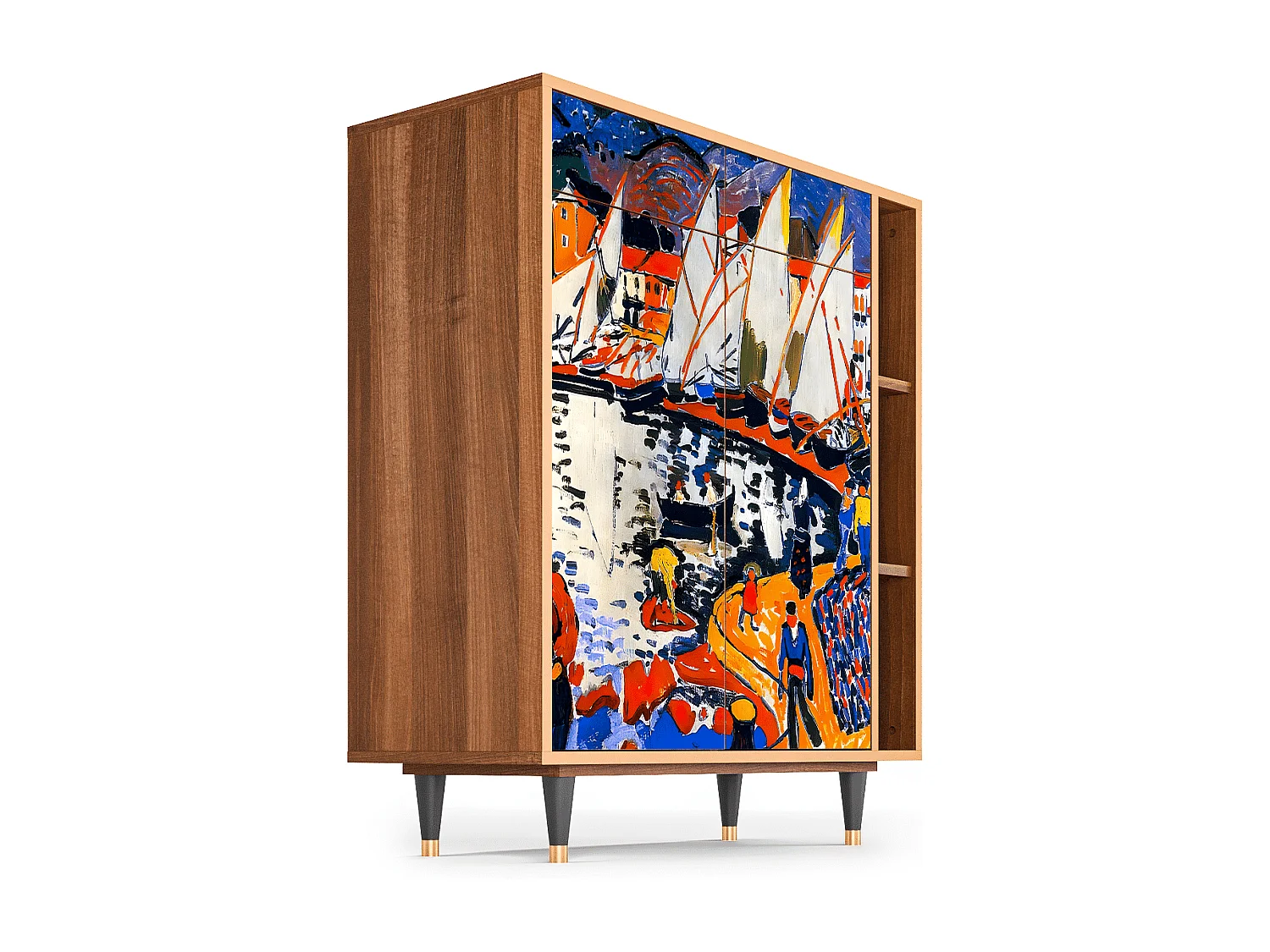 Kredens - 96х110х41 cm - BS6 - Le Séchage des voiles , Orzech