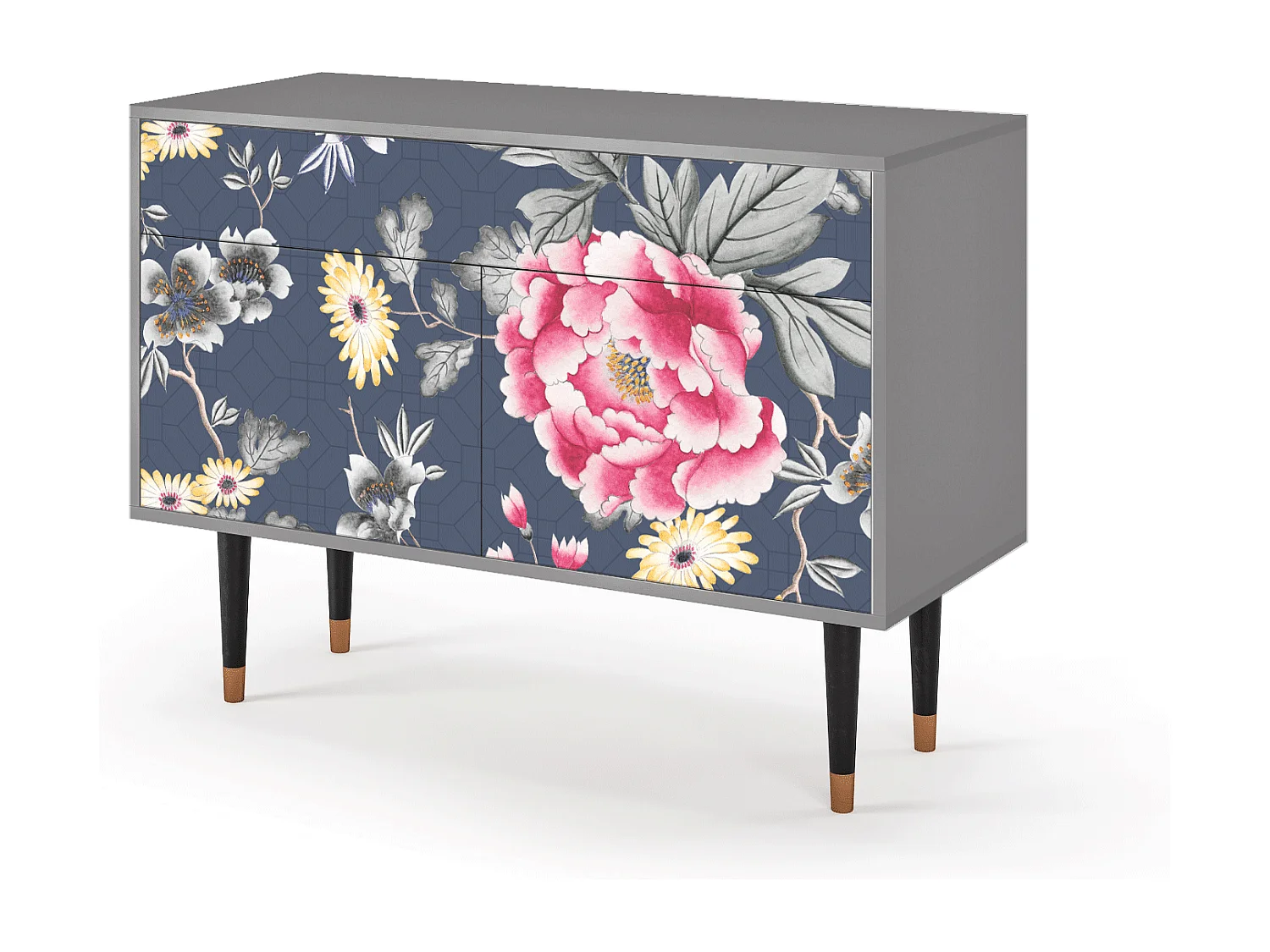 Kredens - 115x85x48 cm - BS4 - Dark Flower Bed, Szary