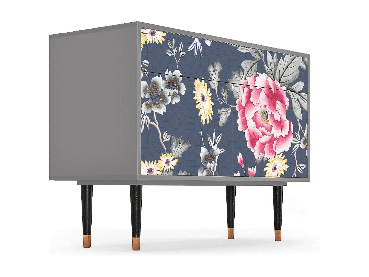 Kredens - 115x85x48 cm - BS4 - Dark Flower Bed, Szary