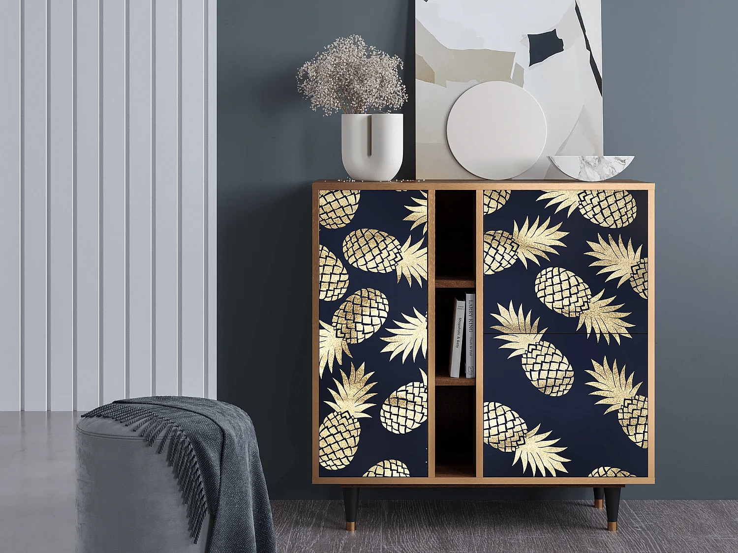 Kredens - 94х96х41 cm - BS5 - Sunny Pineaple, Orzech