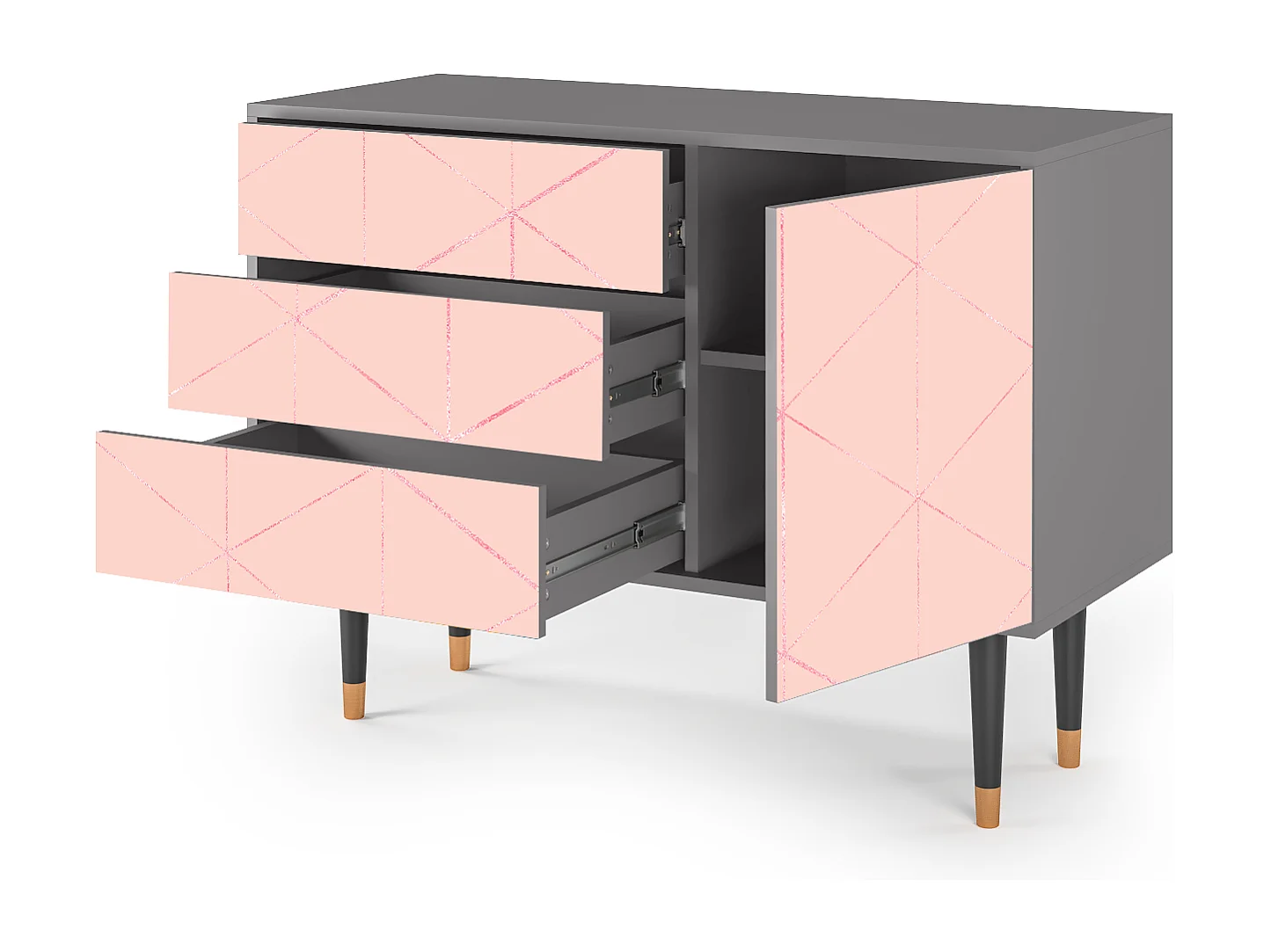 Aparador - 115х84х41 cm - S3 - Rose Quartz, Gris