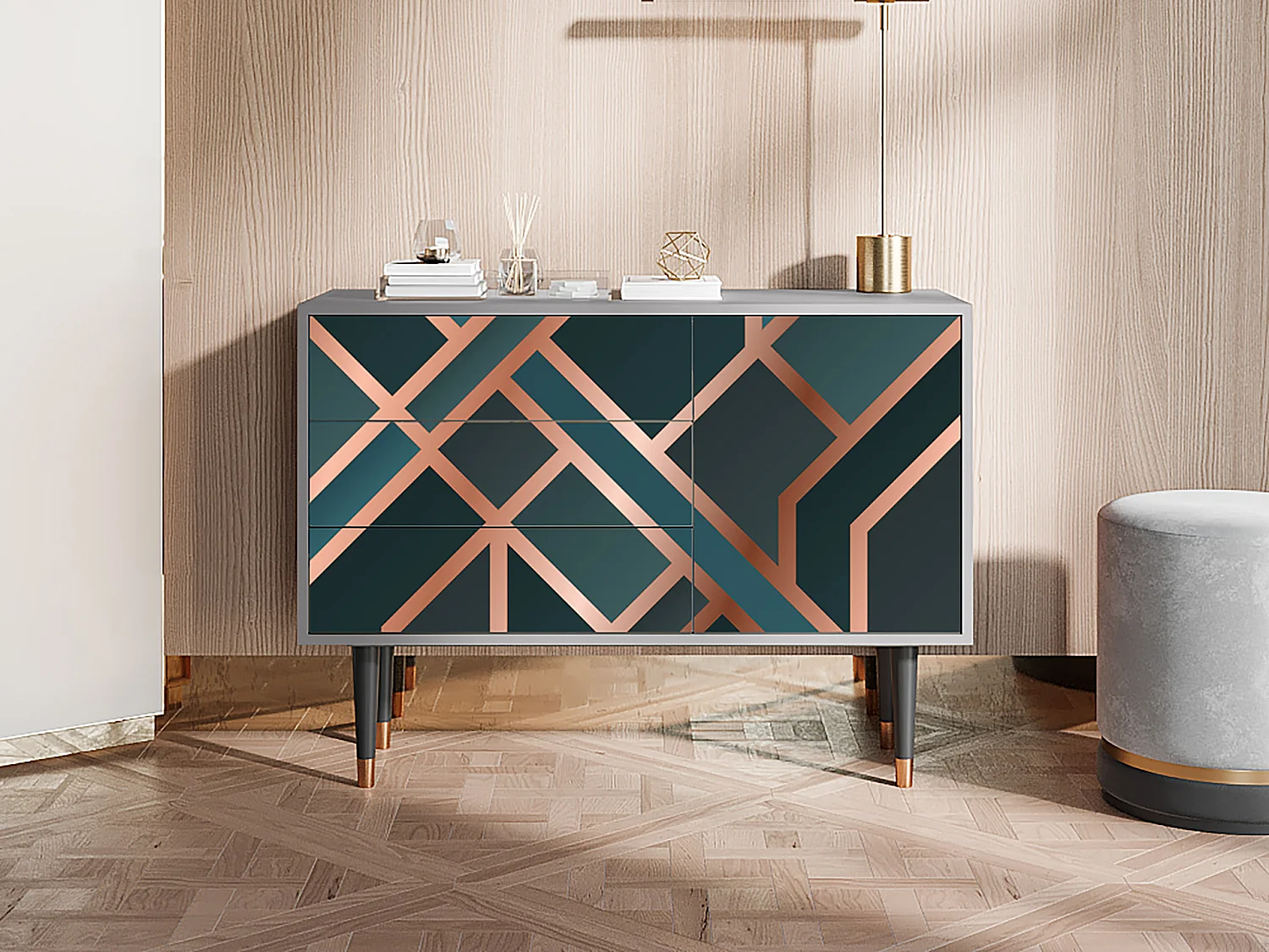 Aparador - 115х84х41 cm - S3 - Bronze Crossroad, Cinza