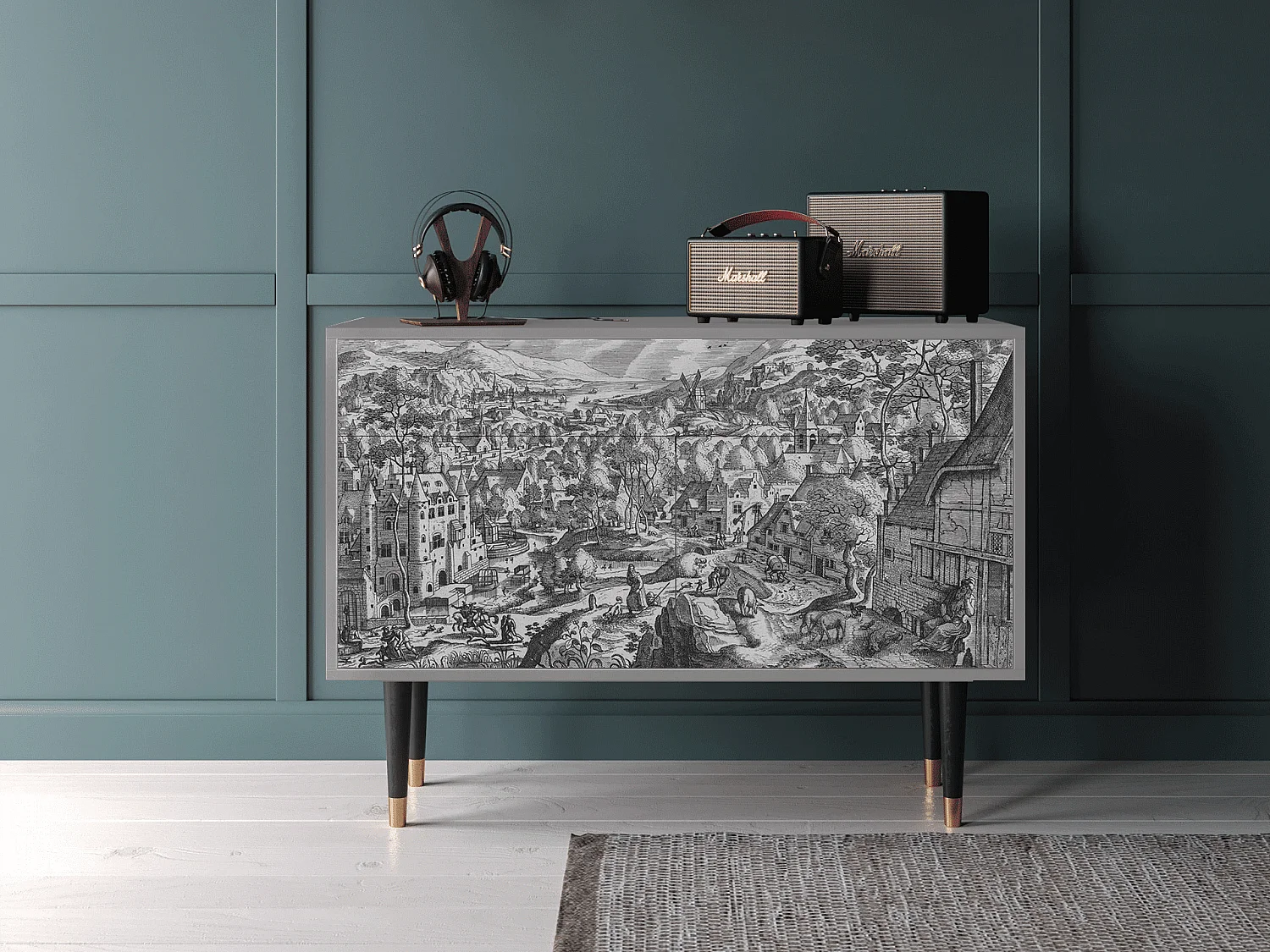 Aparador - 115x85x48 cm - BS4 - Bird Dropping, Gris