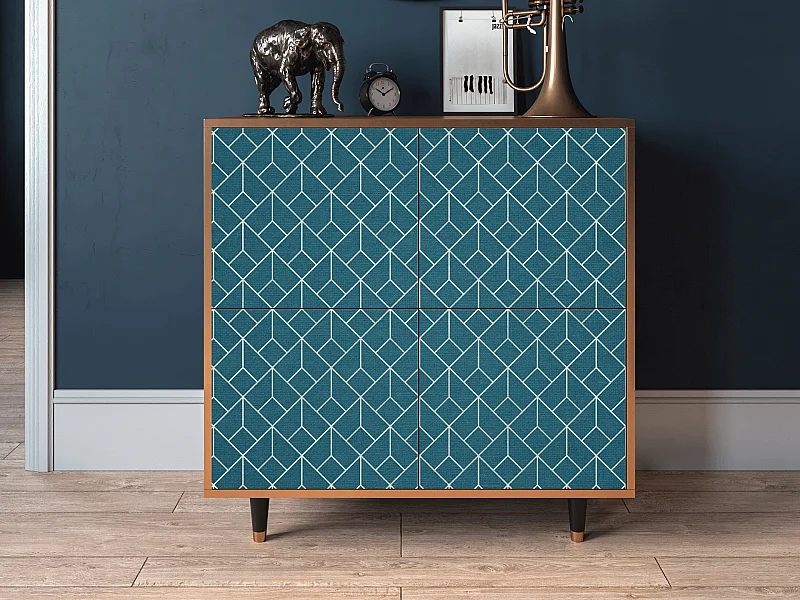 Aparador - 94x96x48 cm - BS3 - Turquoise Geometry, Nogueira