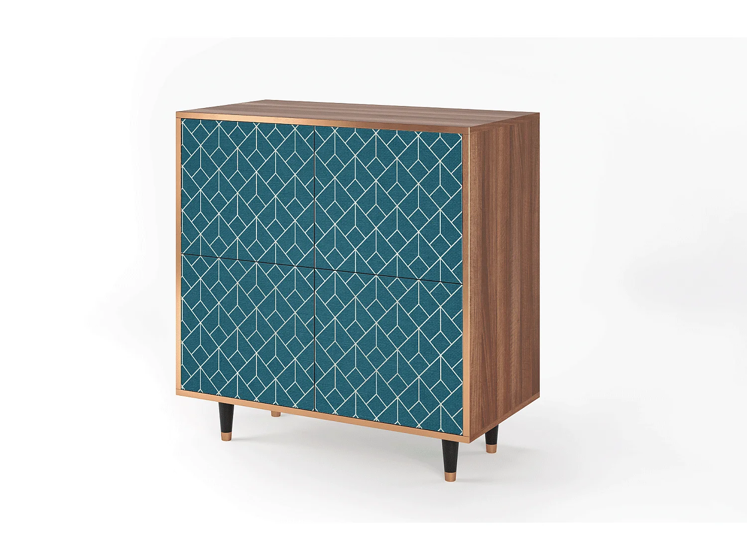 Dressoir - 94x96x48 cm - BS3 - Turquoise Geometry, Walnoot